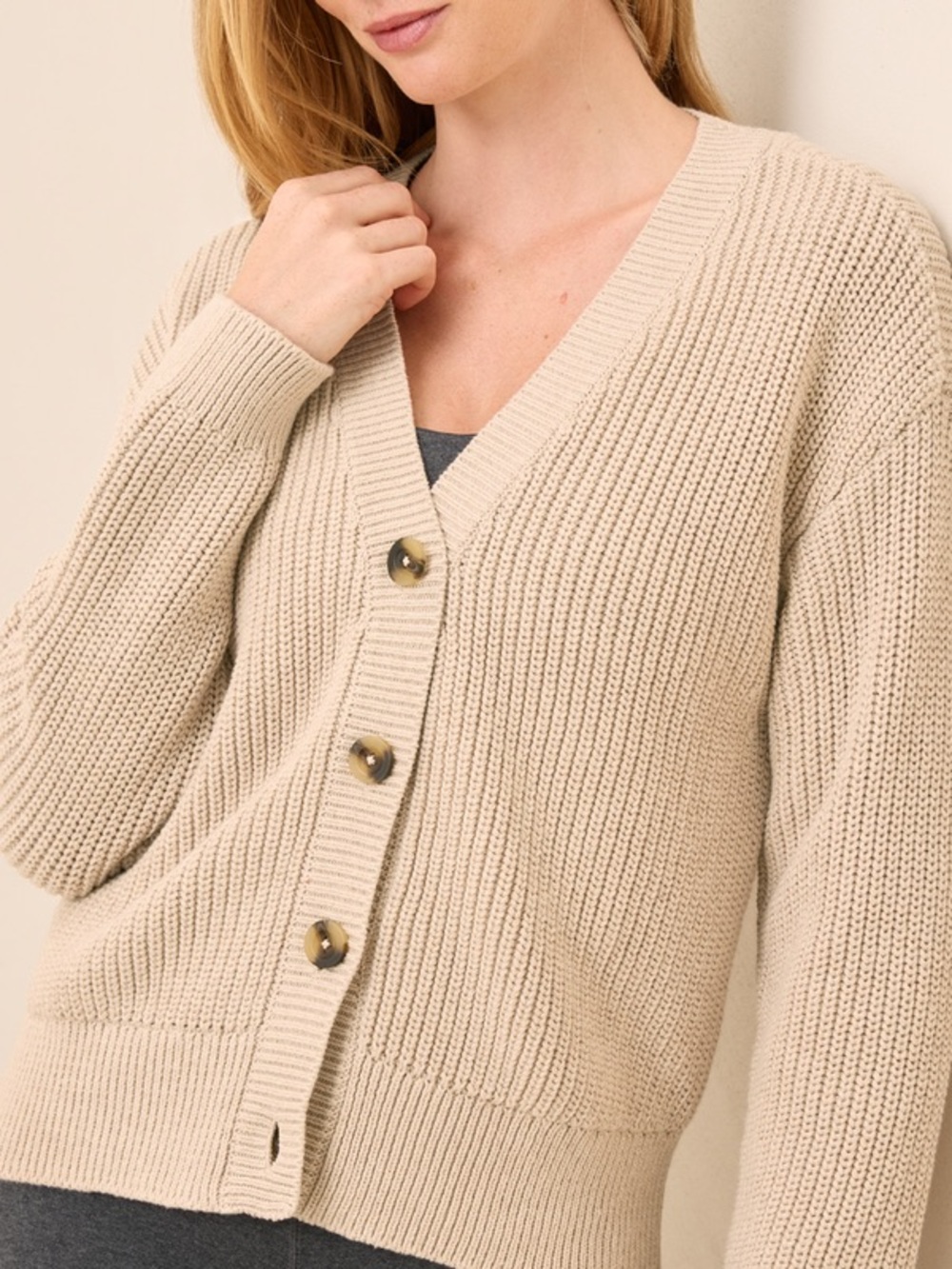 pact Women's Flax Heather Luxe Knit Cardigan XS - Picture 2 of 11